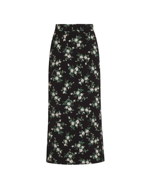 Dolce & Gabbana Black Dolce & Gabbana Printed Midi Skirt