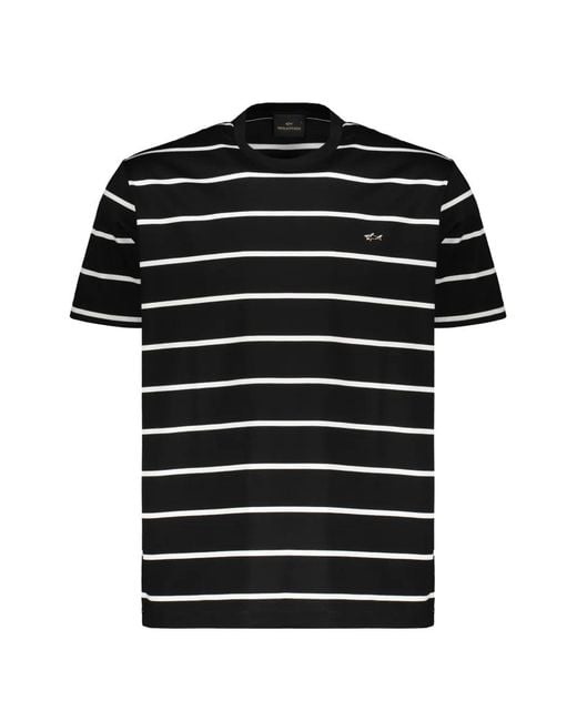 Paul & Shark Black Striped Cotton T-Shirt for men