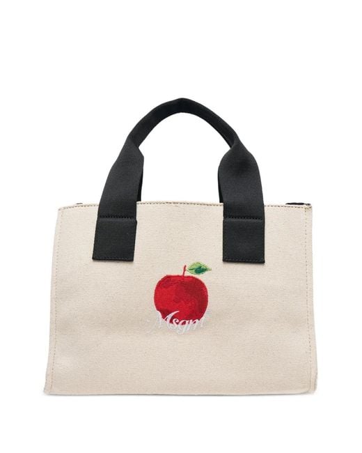 MSGM Pink Embroidered Tote Bag