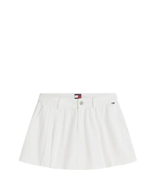 Tommy Hilfiger White Logo-Patch Pleated Mini Skirt