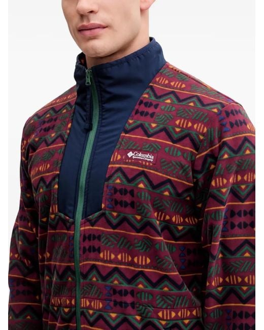 Columbia Red Zip Patterned Sweatshirt for men