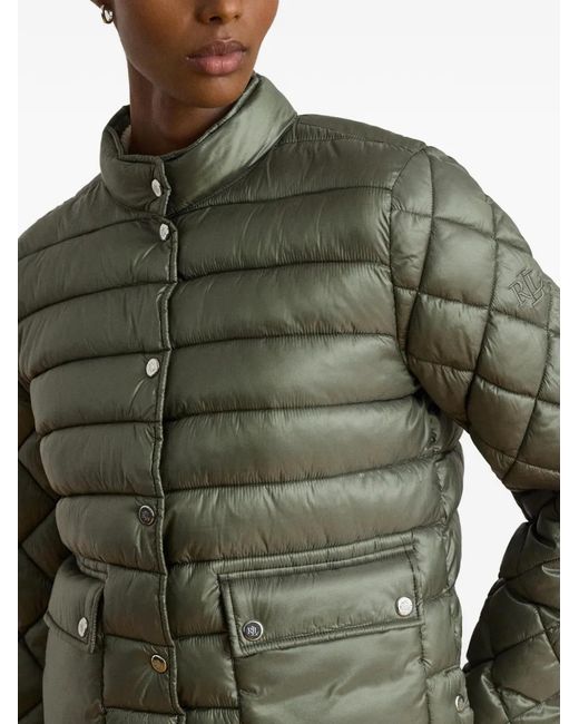 Ralph Lauren Green Quilted Mock-Neck Jacket
