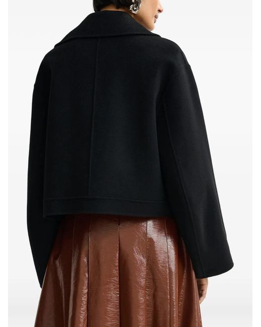 Essentiel Antwerp Black Diagonal-Zipped Jacket