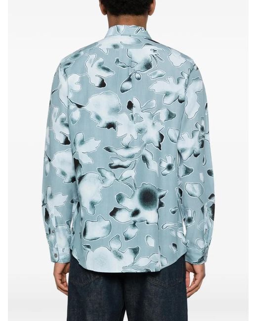 Paul Smith Blue Good Fortune Floral Regular-Fit Shirt for men