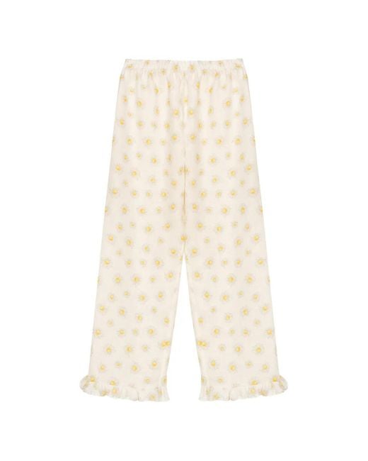 Sleeper White Pantalon Puff En Lin