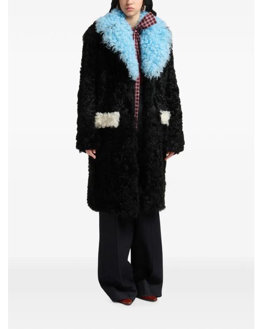 Marni Black Gitana Shearling Single-Breasted Coat