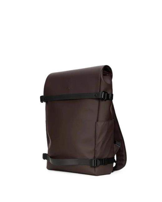 Rains Black Otg Foldover-Top Buckle-Fastening Backpack