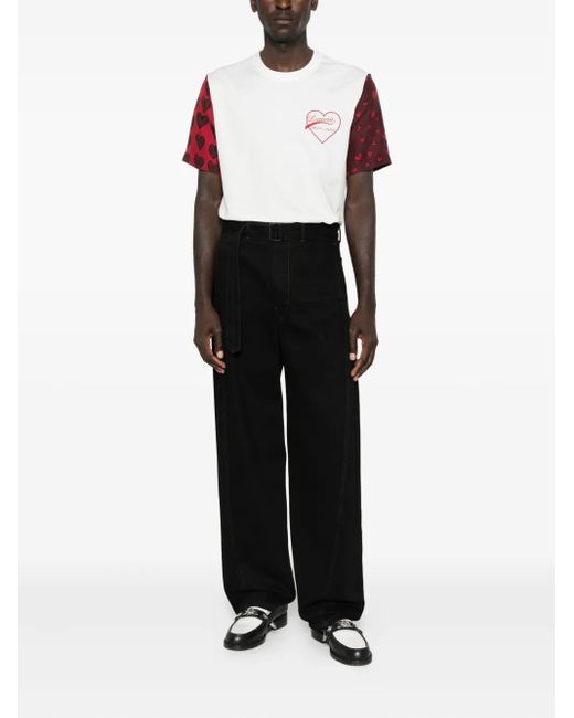 Lanvin Red Heart-Print T-Shirt for men