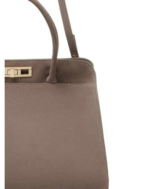 Fabiana Filippi Natural Large Suede Twist-Lock Tote Bag