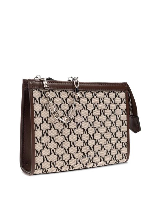 Max Mara White Monogram-Pattern Clutch Bag