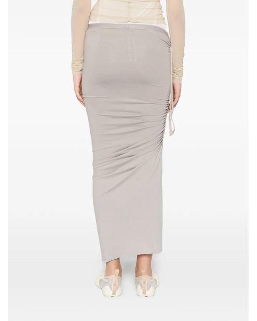 Rick Owens Gray Edfu Ruched Drawstring Skirt