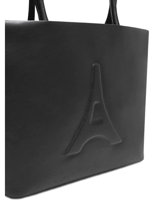Manière De Voir Black Leather Eiffel Tote Bag