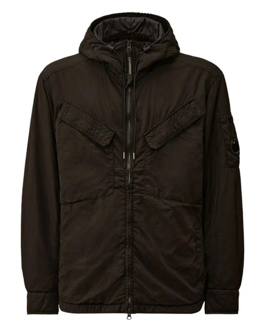 C P Company Black Lens-Detail Hooded Jacket for men