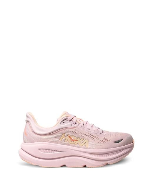 Hoka One One Pink Bondi 9 Lace-Up Sneakers