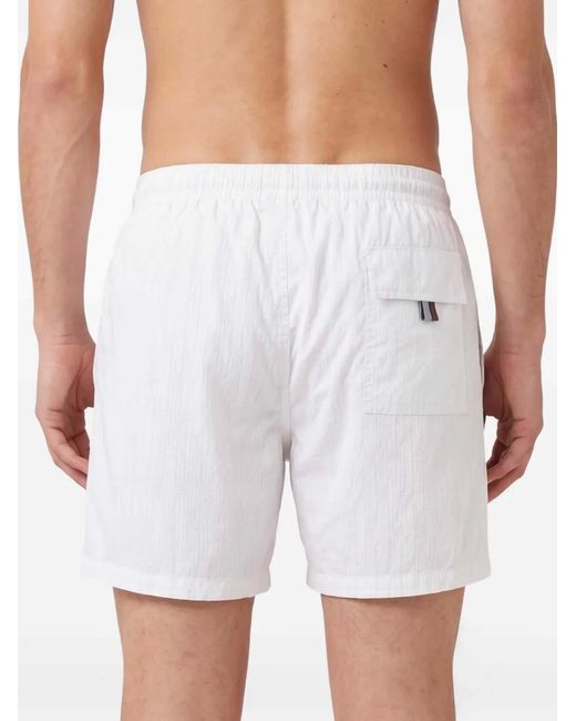 Canali White Patterned Drawstring-Waist Swim Shorts for men