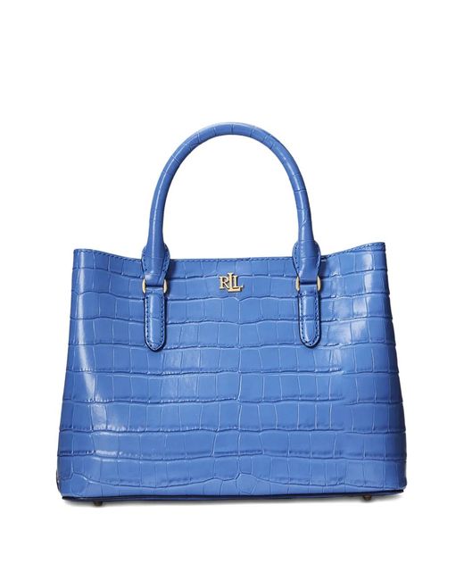 Ralph Lauren Blue Embossed-Leather Cross Body Bag