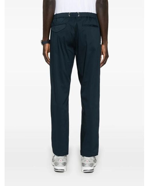White Sand Blue Belted Elasticated-Waist Trousers for men