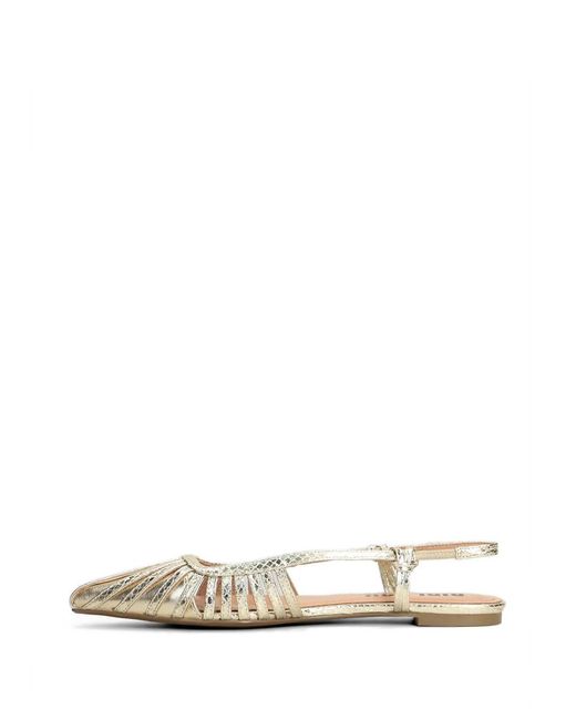Bibi Lou White Snakeskin-Effect Cage-Detail Ballet Flats