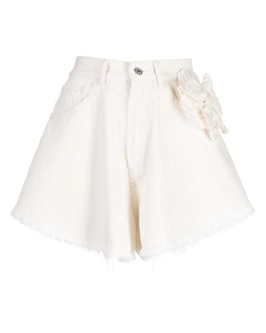 Forte White Short En Jean Pantagonna À Bords Francs