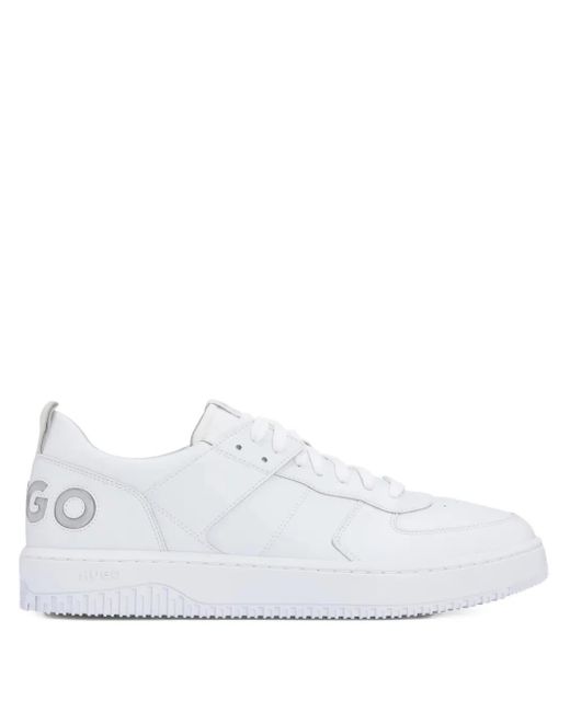 HUGO Leren Sneakers Met Logodetail in het White voor heren