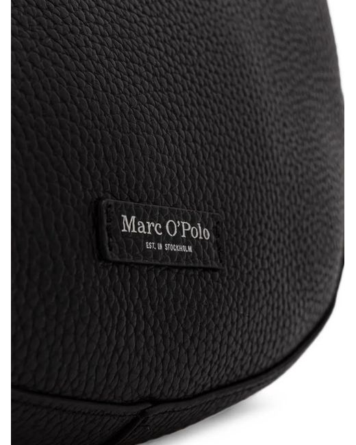 Marc O' Polo Black Logo-Appliqué Leather Crossbody Bag