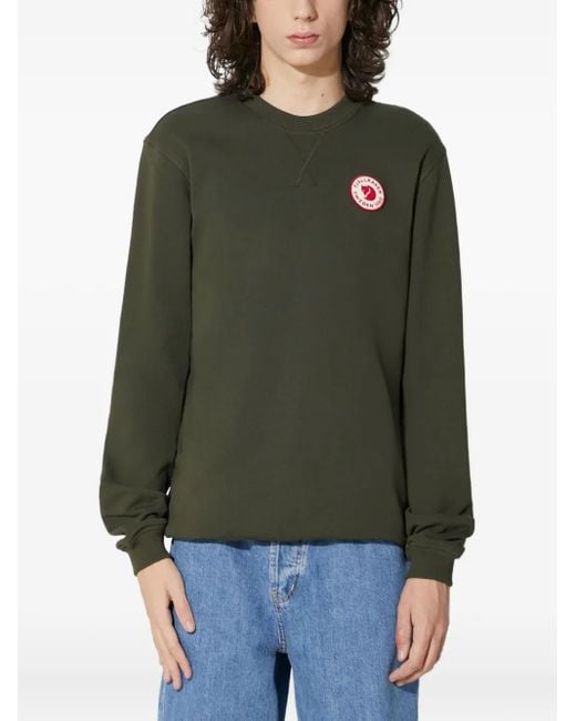 Fjallraven Green Logo Patch Crew Neck Sweatshirt for men