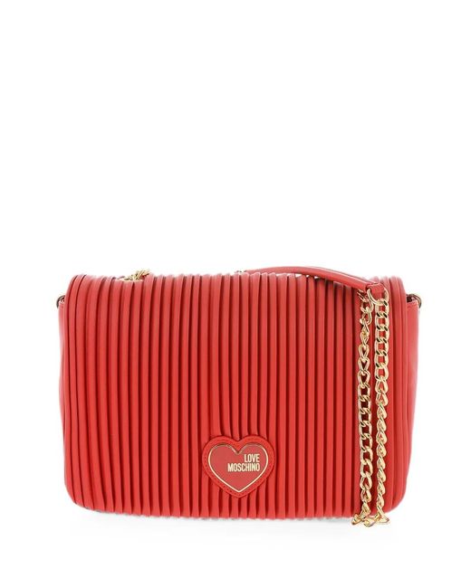 Moschino Red Logo-Patch Crossboy Bag