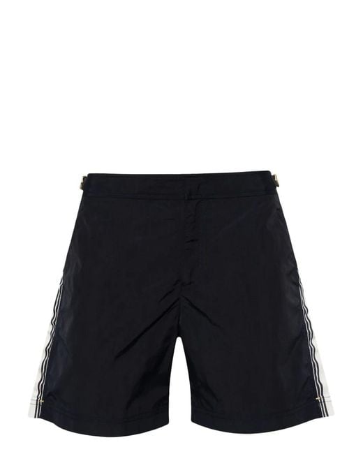 Orlebar Brown Black Bulldog Border Tape Swim Shorts for men