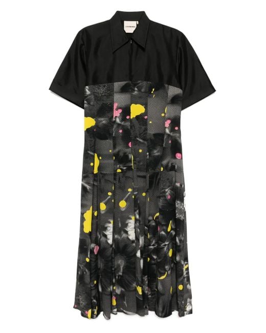 LOVEBIRDS Black Ausgestelltes Midikleid Mit Lockerem Schnitt