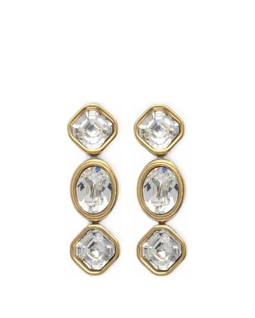 Guess White Mamounia Crystal-Embellished Drop Earrings