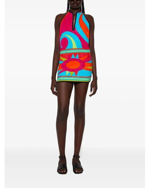 Emilio Pucci Red Printed Halterneck Mini Dress