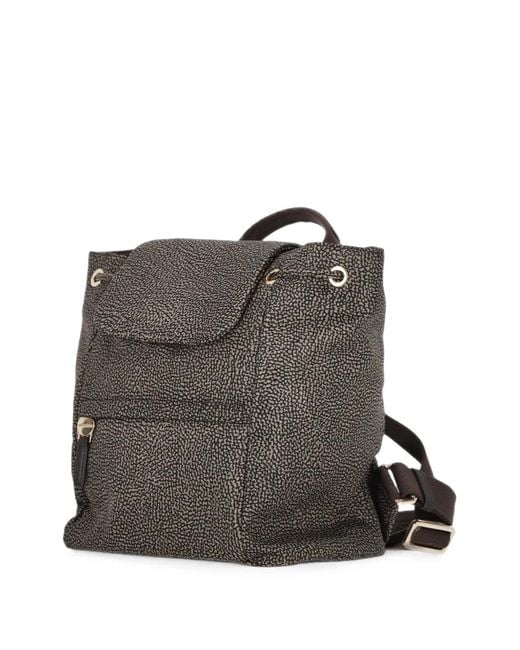 Borbonese Gray Eyelet-Embellished Drawstring Backpack