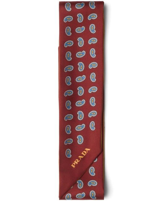 Prada Red Schal aus Seide mit Paisley-Print