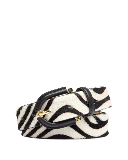 Cinturón Ardillon con estampado de cebra Lancel de color White