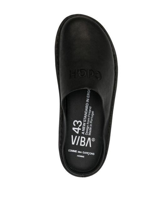 Comme des Garçons Black Logo-embroidered Leather Slippers for men
