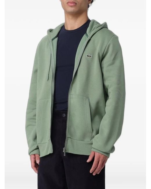 Lacoste Green Logo-Patch Zip-Fastening Hoodie for men