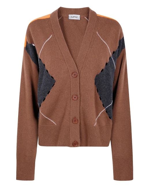 Mrz Brown Argyle-Pattern Cardigan