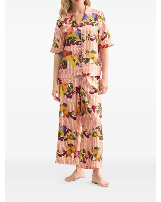 Eres Pink Canelle Fruit-Print Striped Pyjama Bottoms