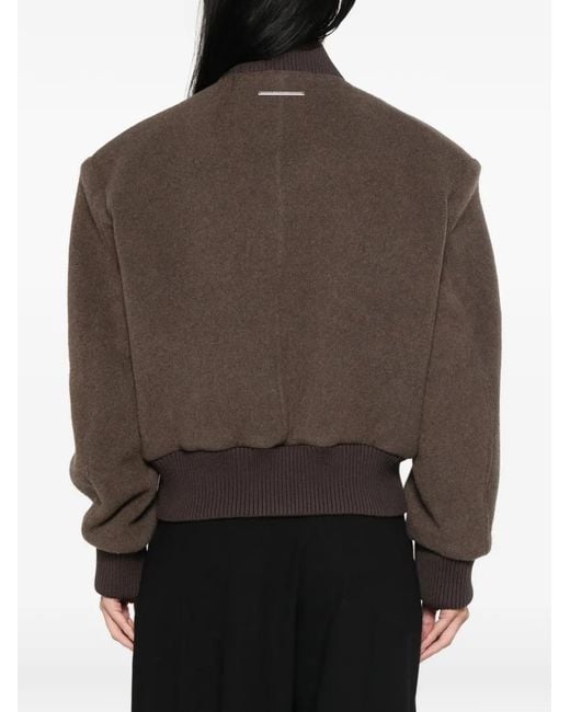 Seafarer Brown Padded-Shoulder Bomber Jacket