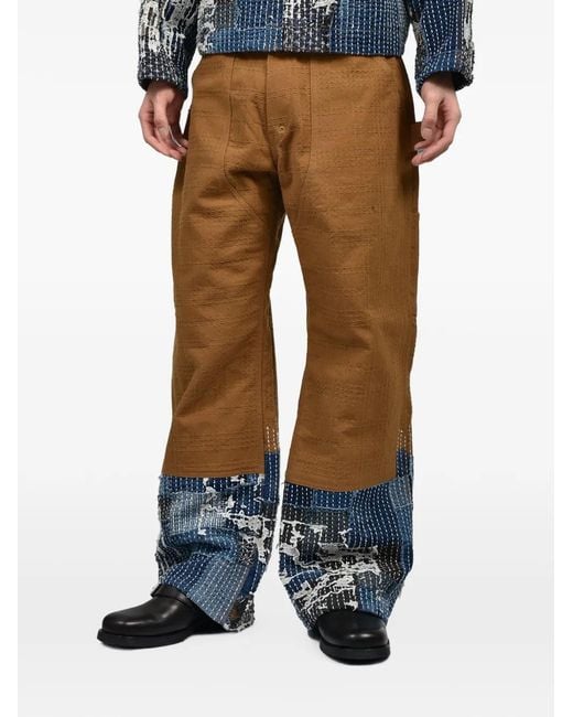 Dear BORO Natural Boro-Patchwork Canvas Trousers for men
