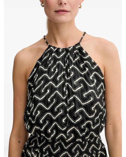 Morgan Black Printed Pleated Midi Dress