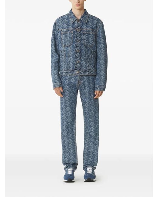 Lanvin Blue Monogram-Jacquard Denim Jacket for men