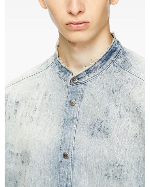 Camisa vaquera con cuello mao DIESEL de hombre de color Blue