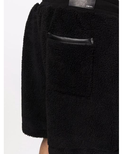 Amiri Black Fleece-Texture Track Shorts for men
