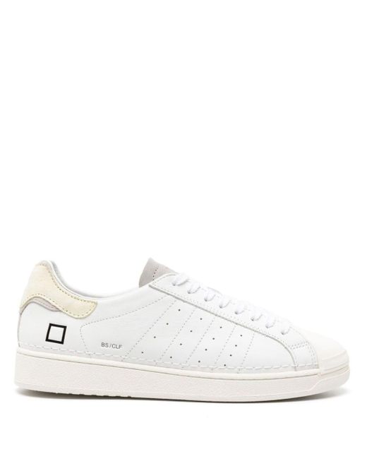 Date White Base Lace-up Leather Sneakers for men