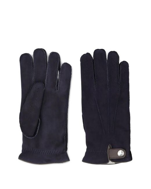 Brunello Cucinelli Blue Perforated Leather Gloves for men