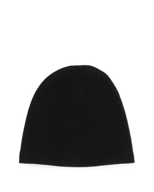 JUN/NAKAYAMA Black Logo-Patch Ribbed Beanie Hat for men