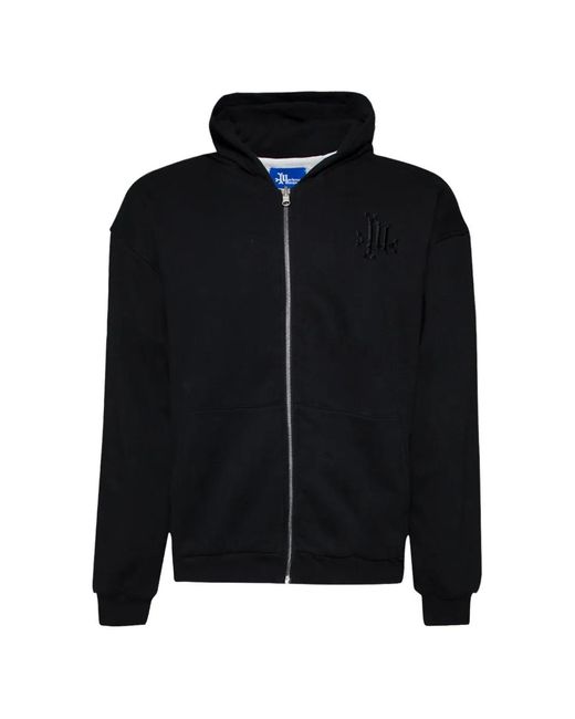 Marking Distance Black Zipped Logo-Detail Hoodie for men