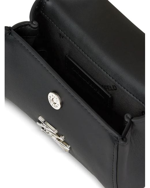 Karl Lagerfeld Black K/Autograph Eyelet-Embellished Bow Top Handle Bag