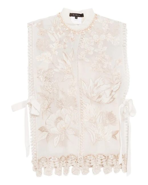 Biyan Natural Floral-Embroidered Vest